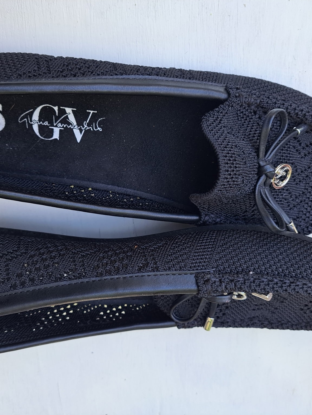 TGW Black Knit Ballet Flats with Bow